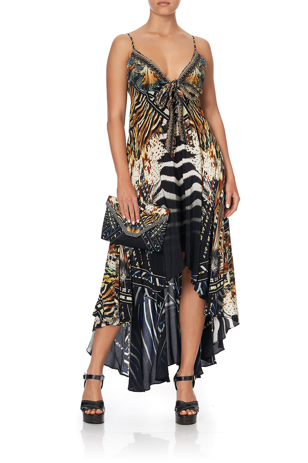 TIE DETAIL HIGH LOW DRESS LOST PARADISE