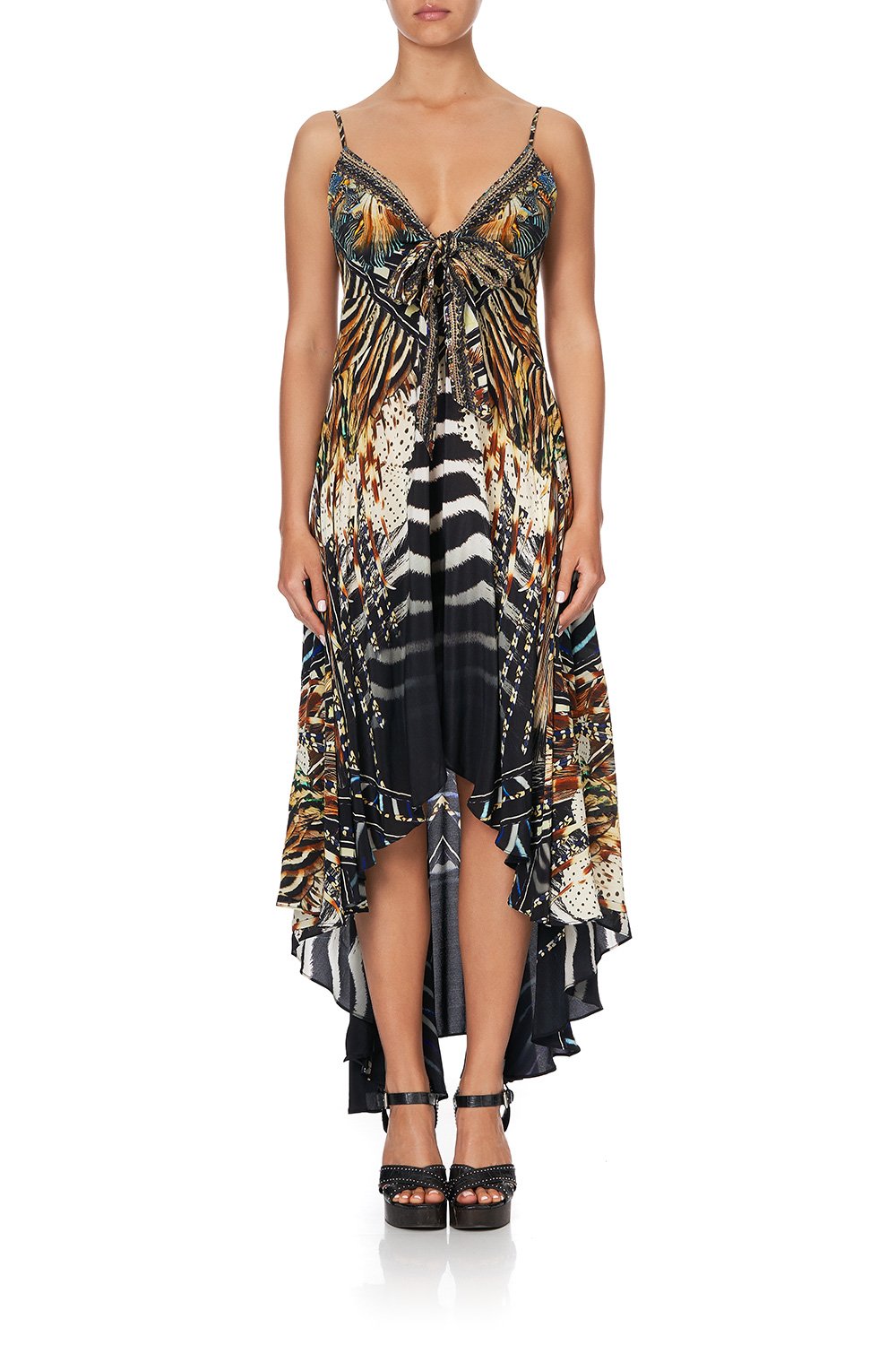 TIE DETAIL HIGH LOW DRESS LOST PARADISE