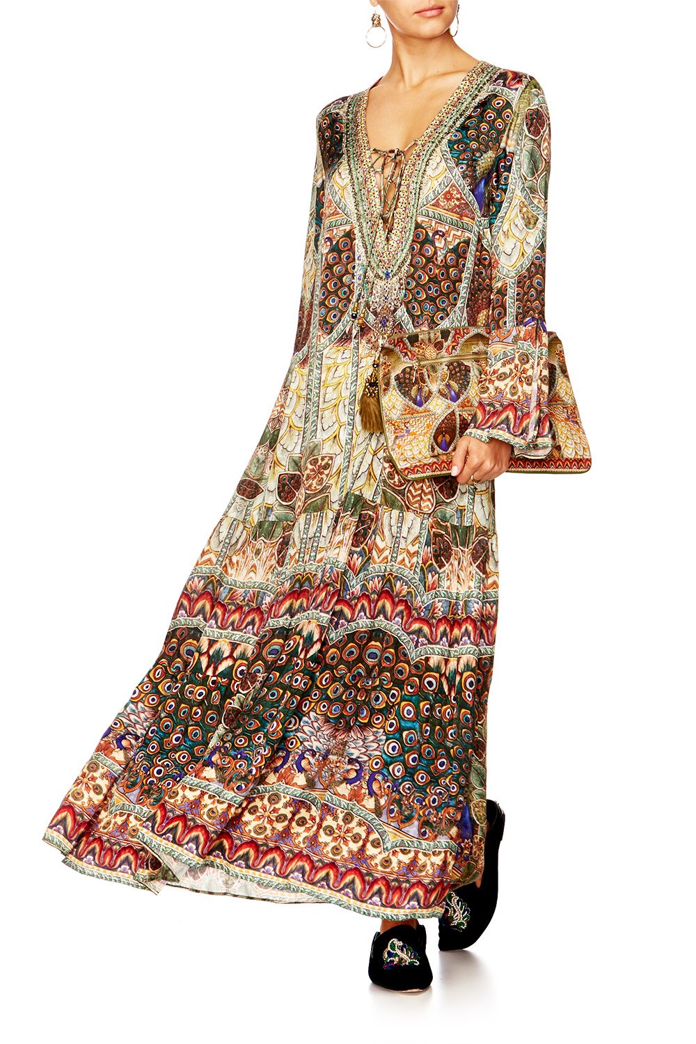 ECHOS OF ENCHANTMENT LACE UP DRESS WITH TIERED HEM