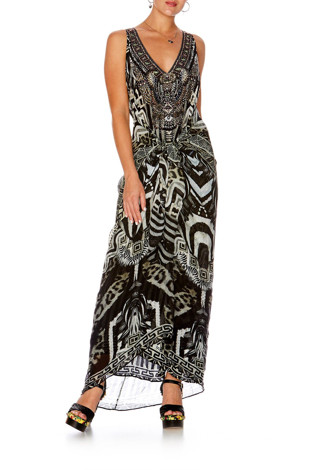 TRIBAL THEORY TIE FRONT MULTIWEAR DRESS