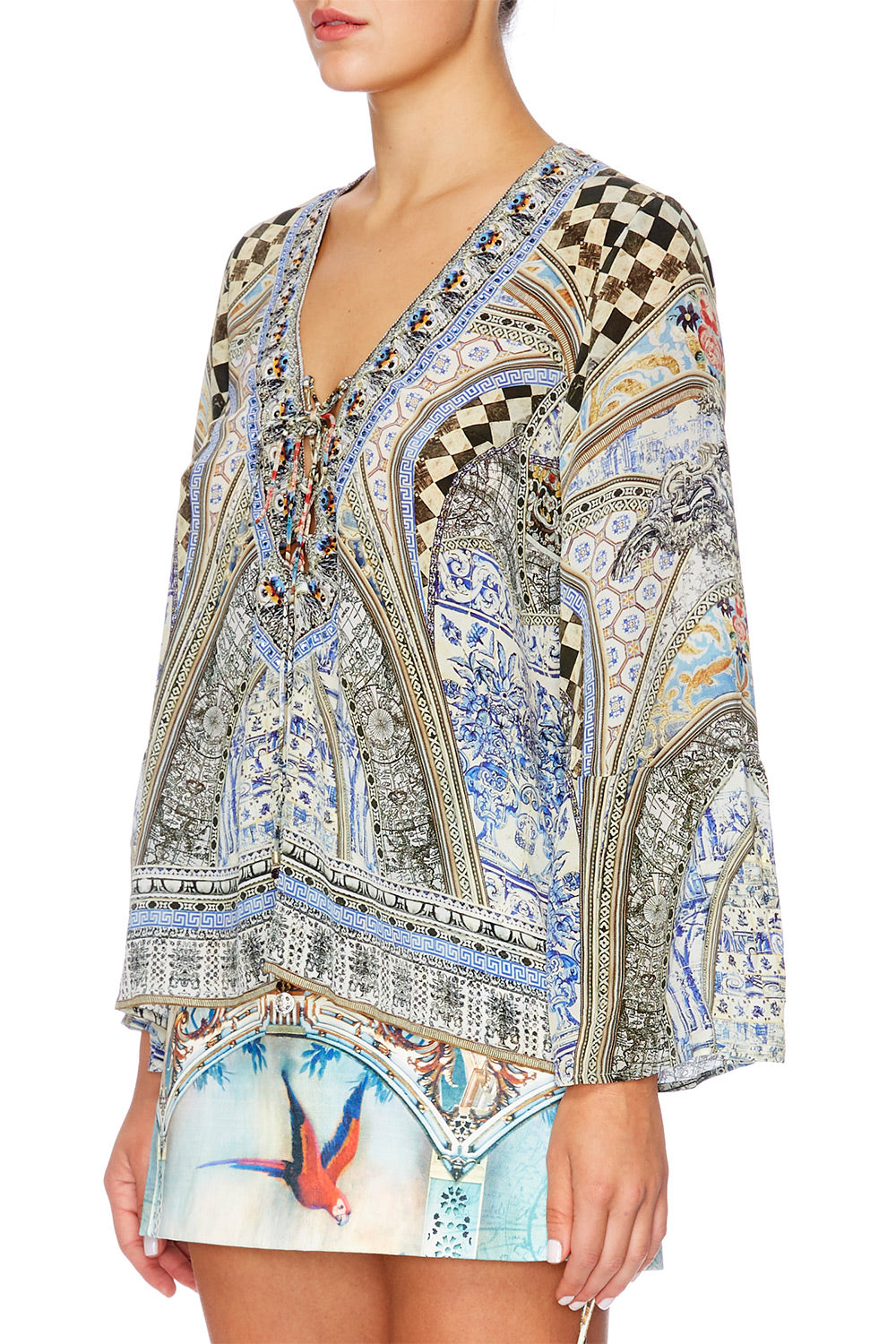 LOST IN A DREAM TIE FRONT BLOUSE