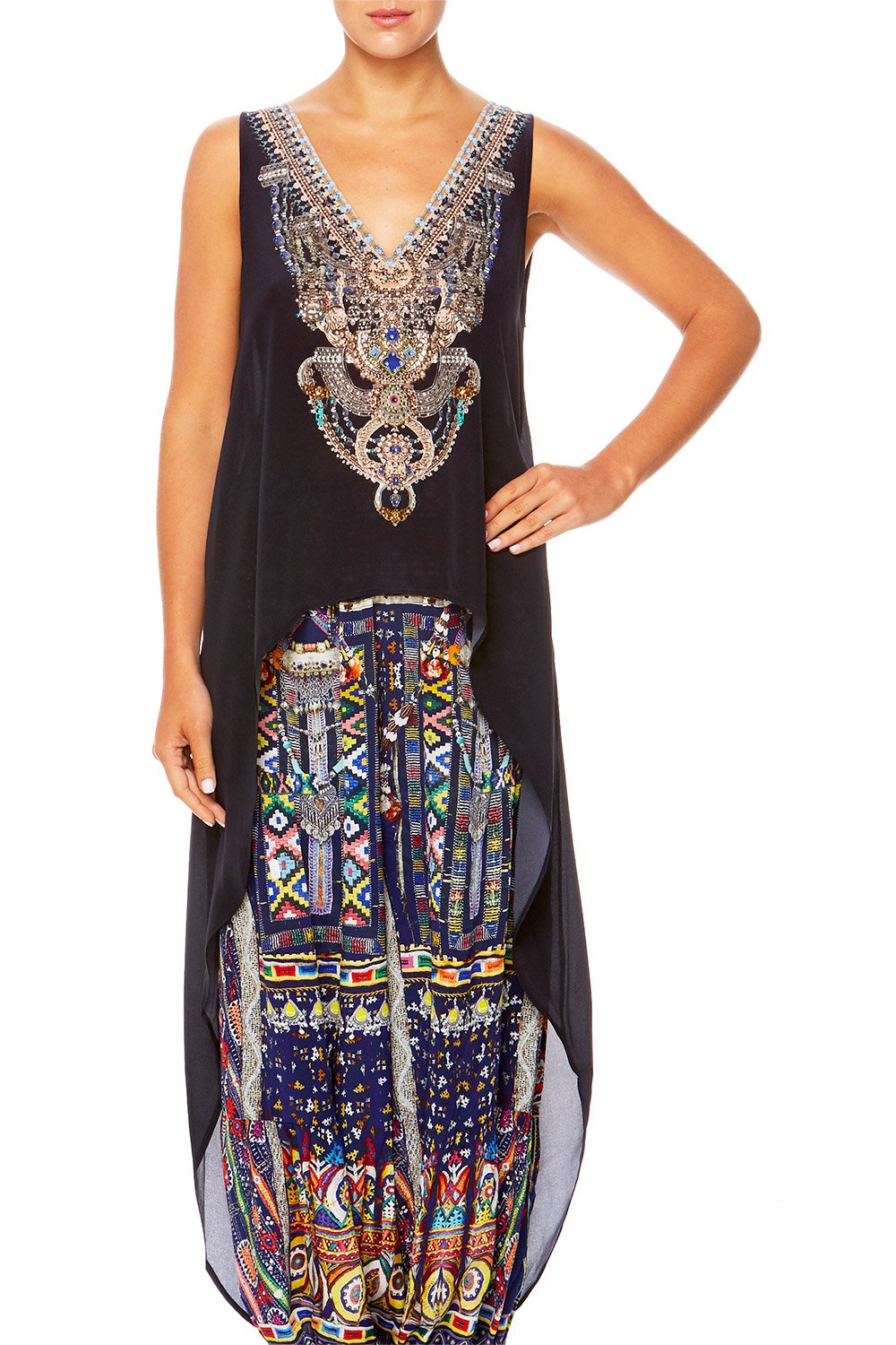 WHERE YOULL FIND ME HIGH LOW CROSS OVERLAY TOP