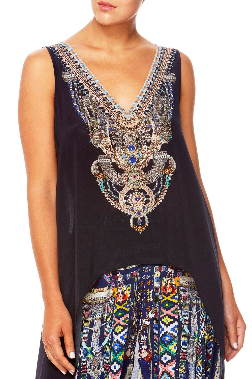 WHERE YOULL FIND ME HIGH LOW CROSS OVERLAY TOP