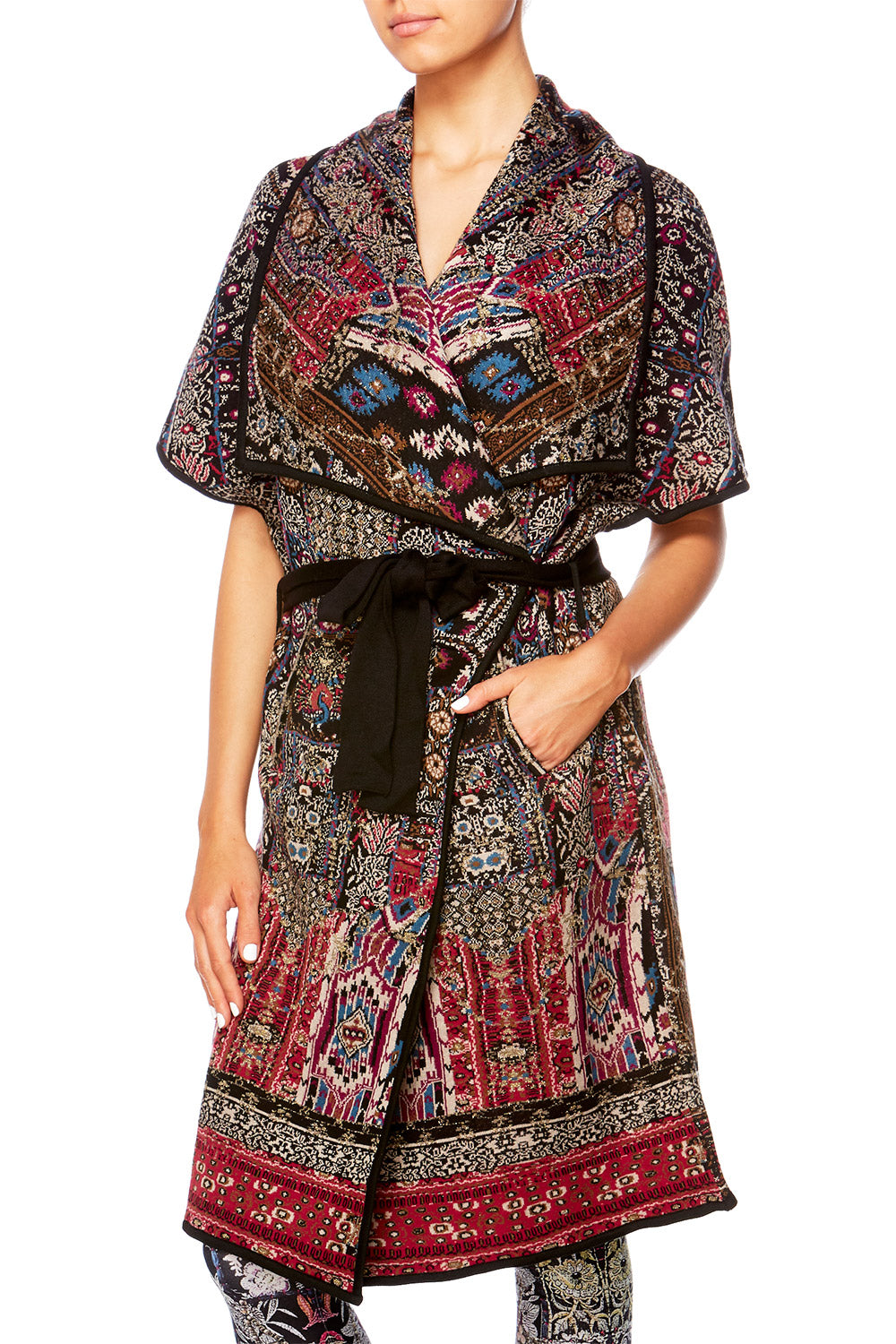 CAMILLA JAGGIS KINGDOM SHORT SLEEVE WRAP KNIT W TIE