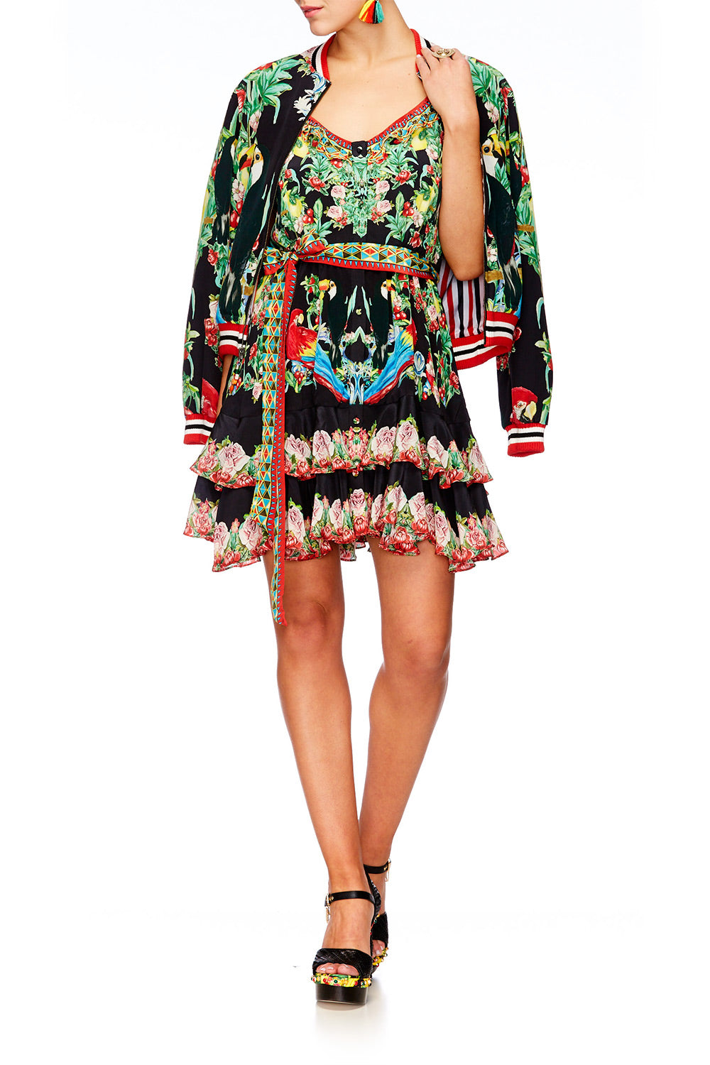 TOUCAN PLAY MINI BUTTON DOWN FRILL DRESS