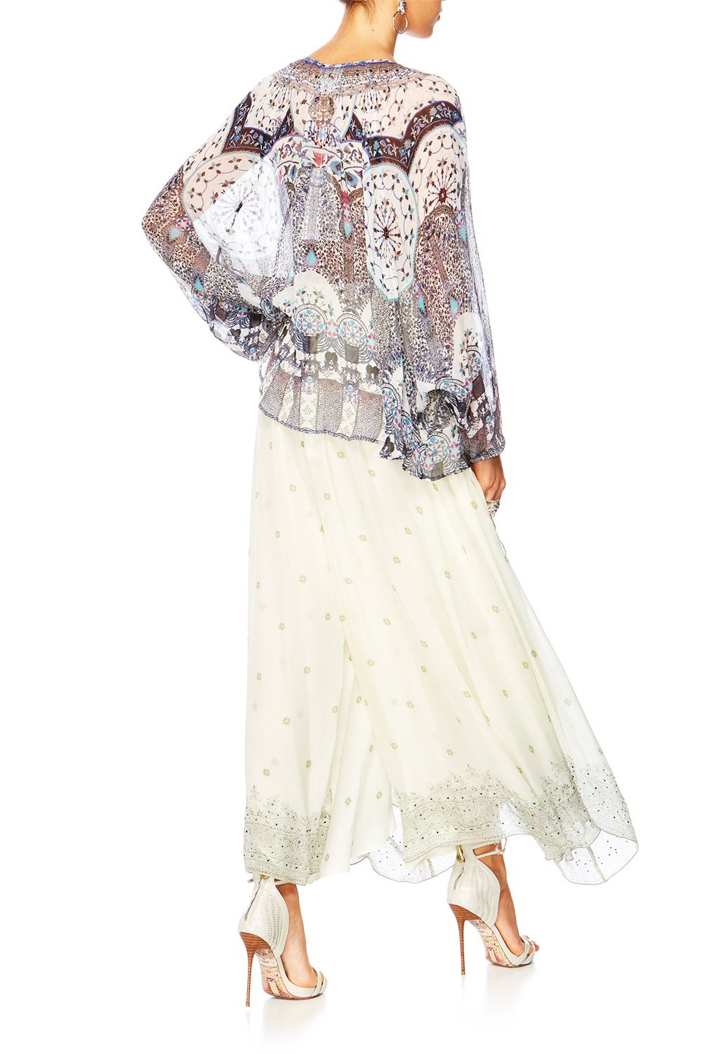 IN THE CONSTELLATIONS TIE FRONT HIGH LOW HEM BLOUSE