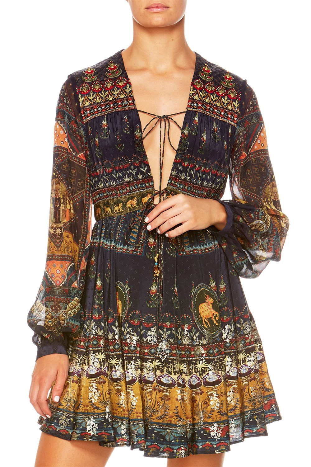 BLISS OF BOHEMIA SHORT PEASANT DRESS
