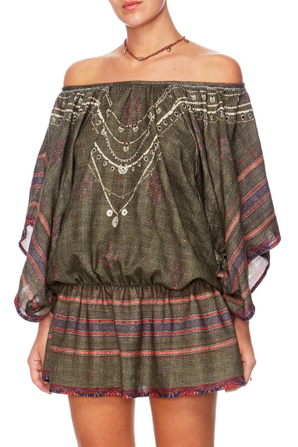 THE PATH ELASTICATED WAIST SHORT DRESS