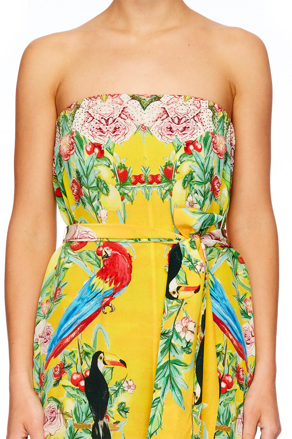 LOVE BIRDS TIE WAIST STRAPLESS JUMPSUIT