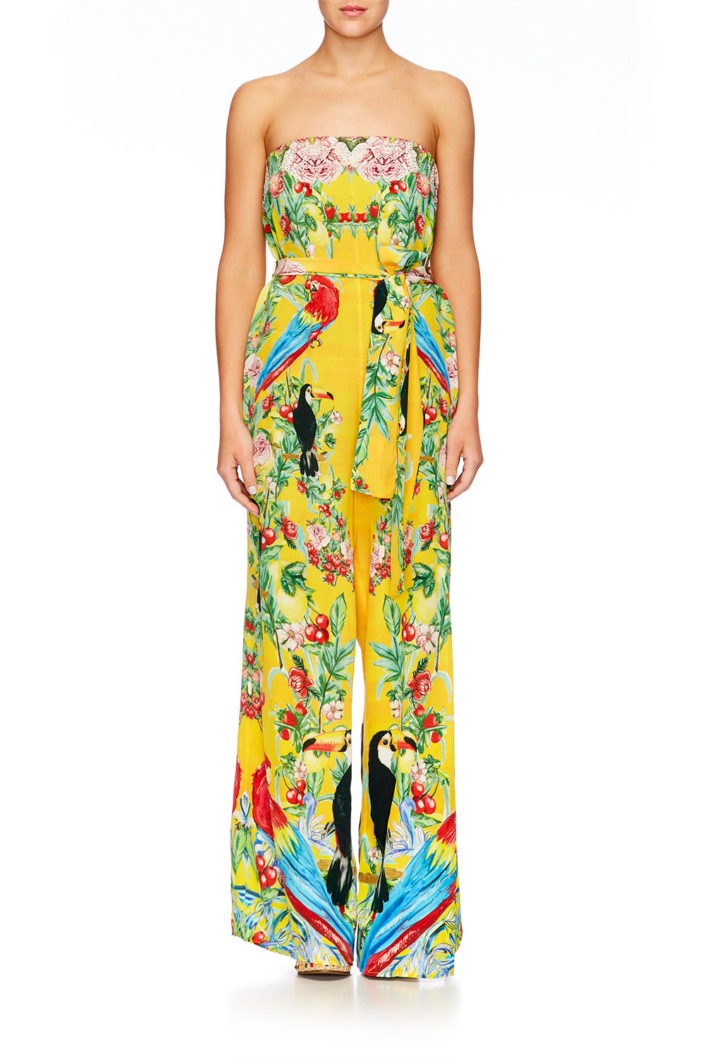 LOVE BIRDS TIE WAIST STRAPLESS JUMPSUIT