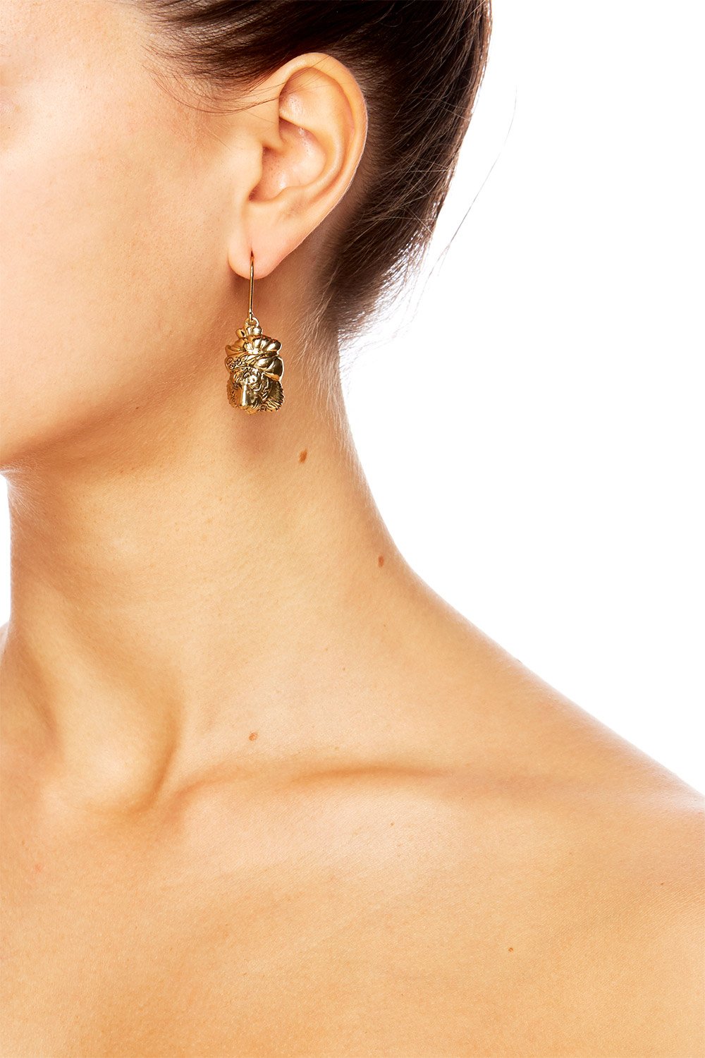 GOLD BRASS TIGER EARRING PAIR