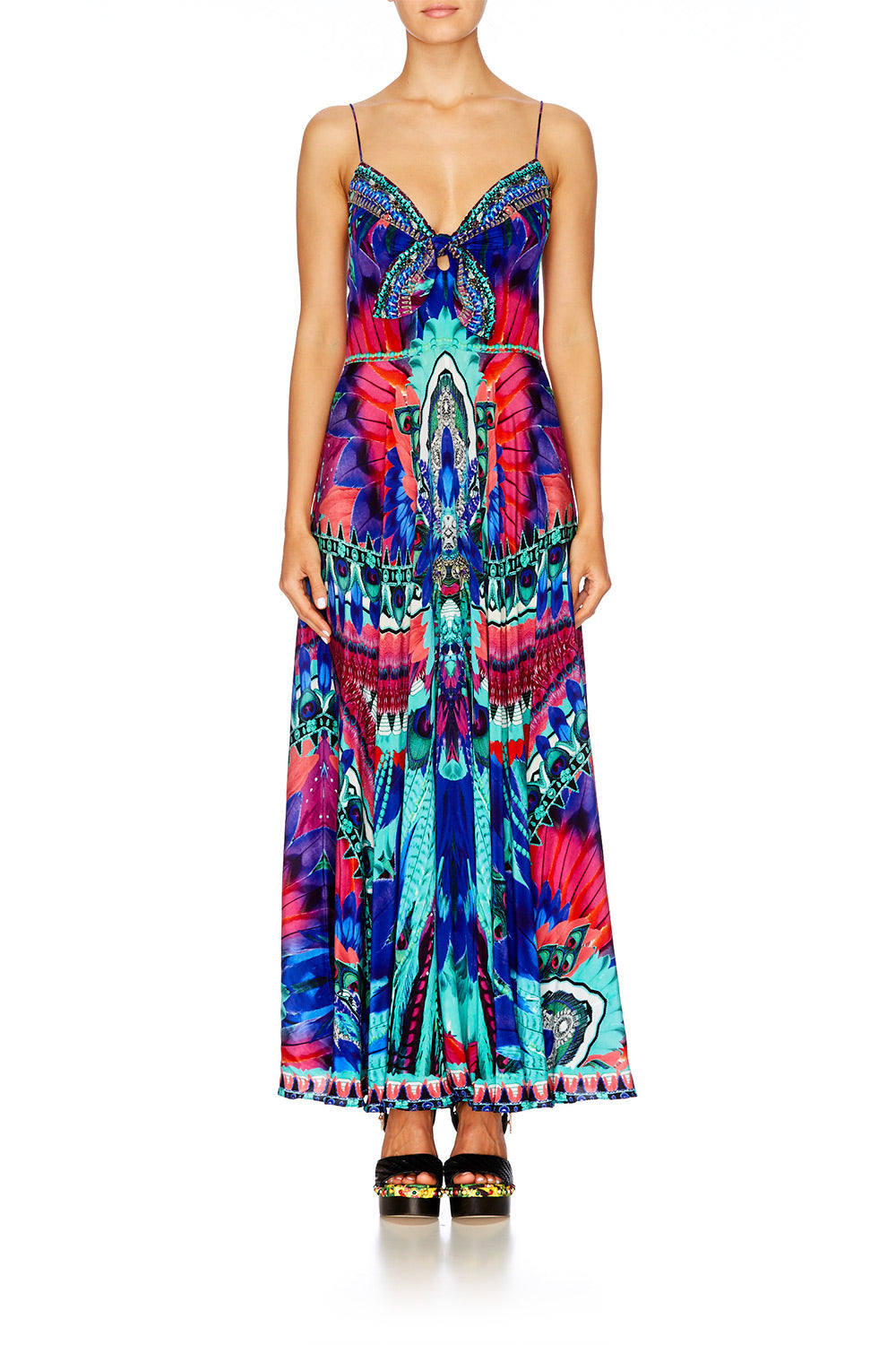 SKY FALL LONG DRESS WITH TIE FRONT