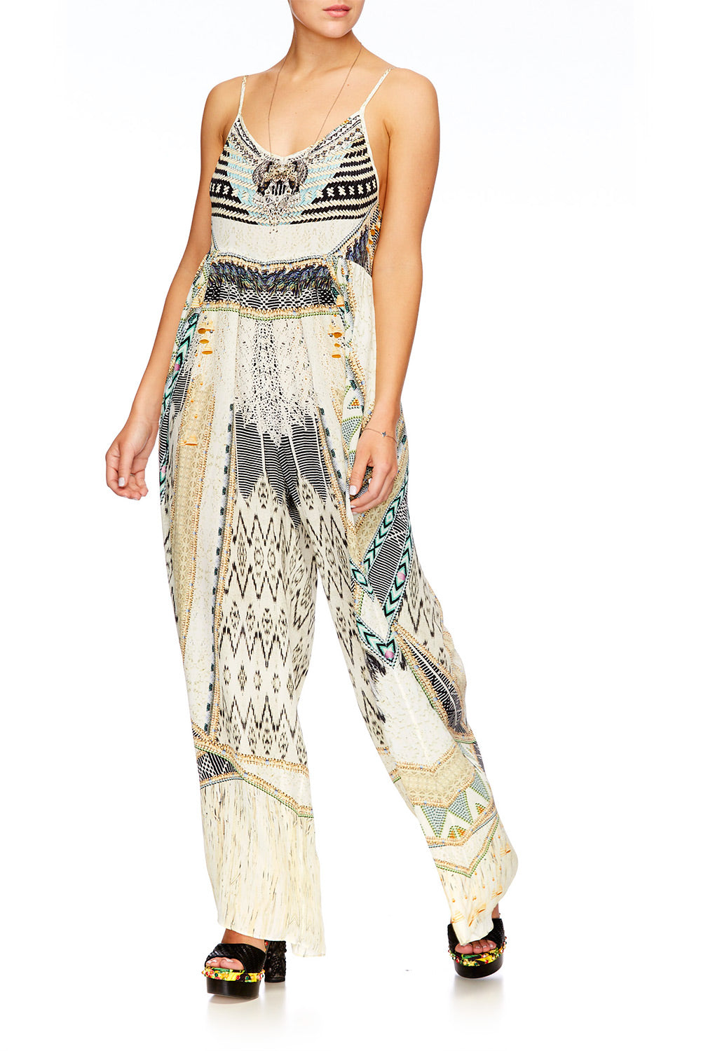WEAVE ON GATHERED WIDE LEG JUMPSUIT