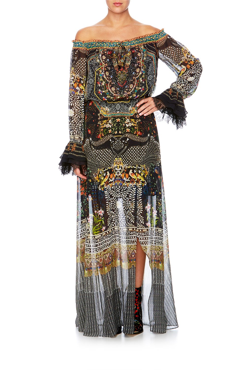 BEHIND CLOSED DOORS DROP SHOULDER SPLIT DRESS