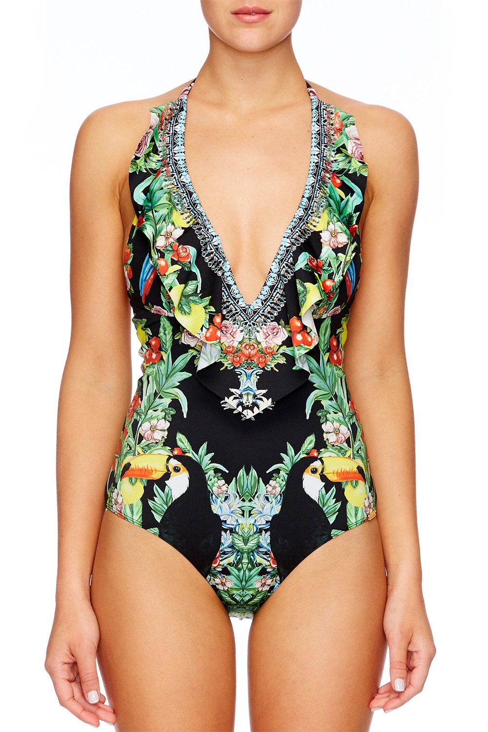 TOUCAN PLAY V-NECK RUFFLE ONE PIECE