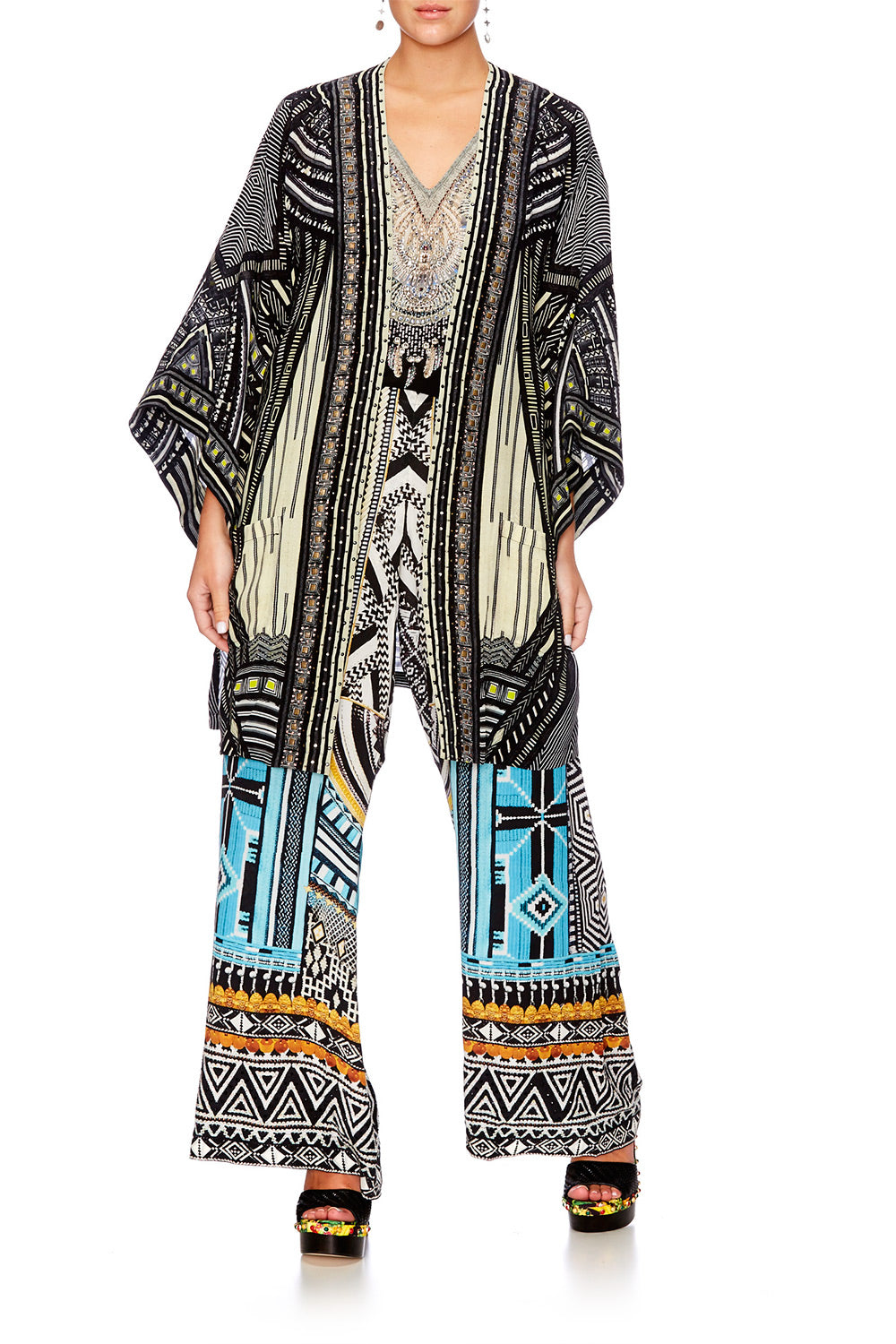 BETWEEN THE LINES KIMONO W TIE BELT