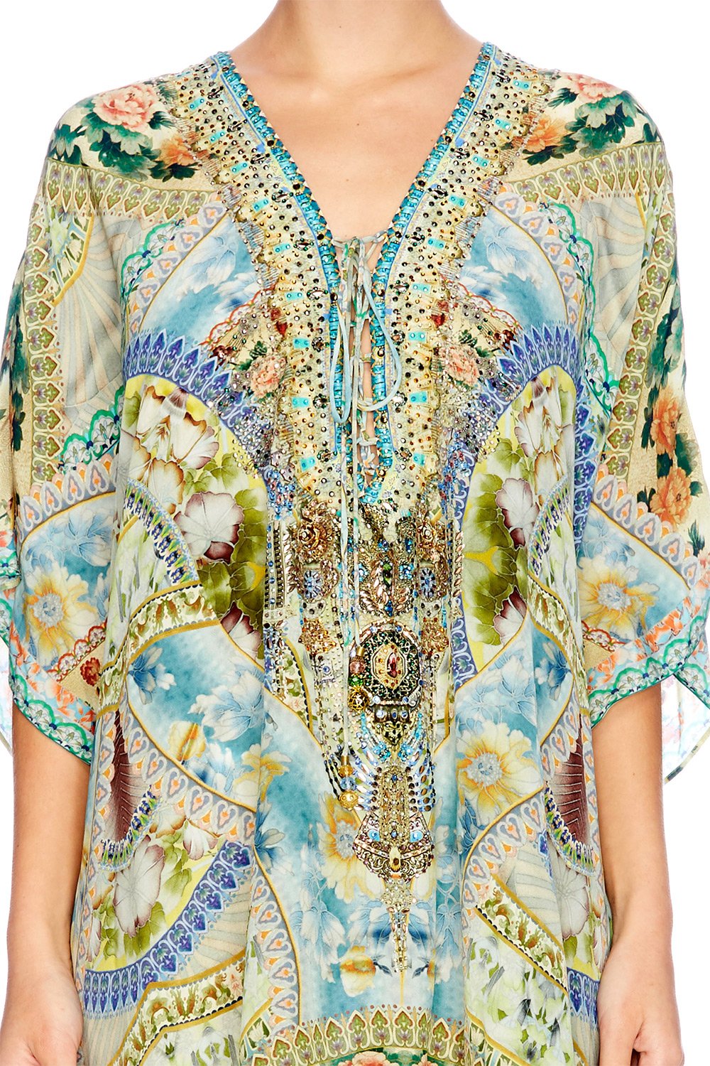 SIGN OF PEACE SHORT LACE UP KAFTAN