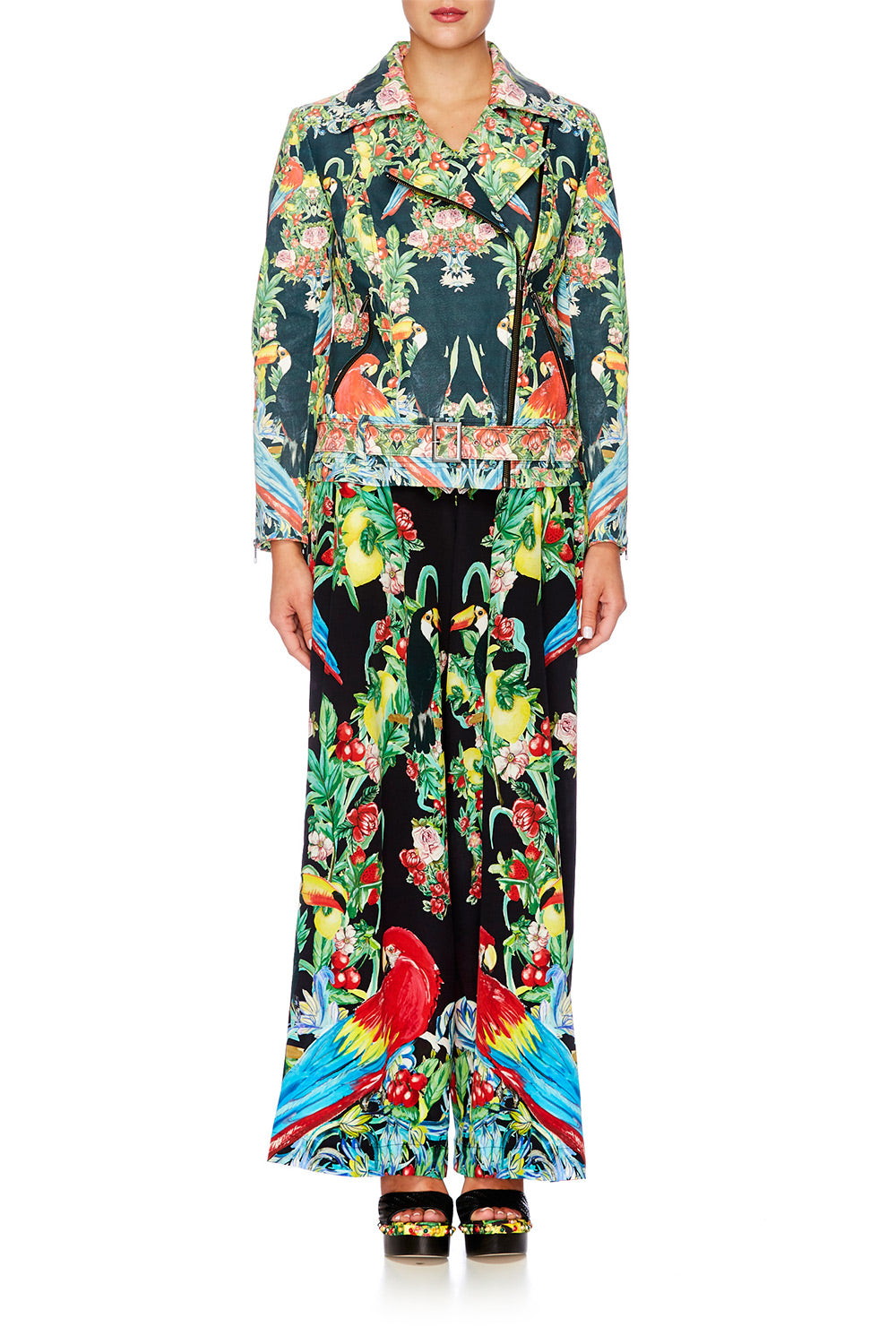 TOUCAN PLAY LEATHER JACKET WITH BELT