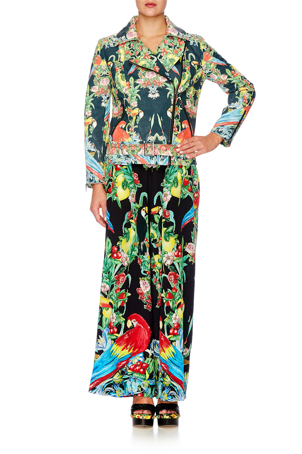 TOUCAN PLAY LEATHER JACKET WITH BELT