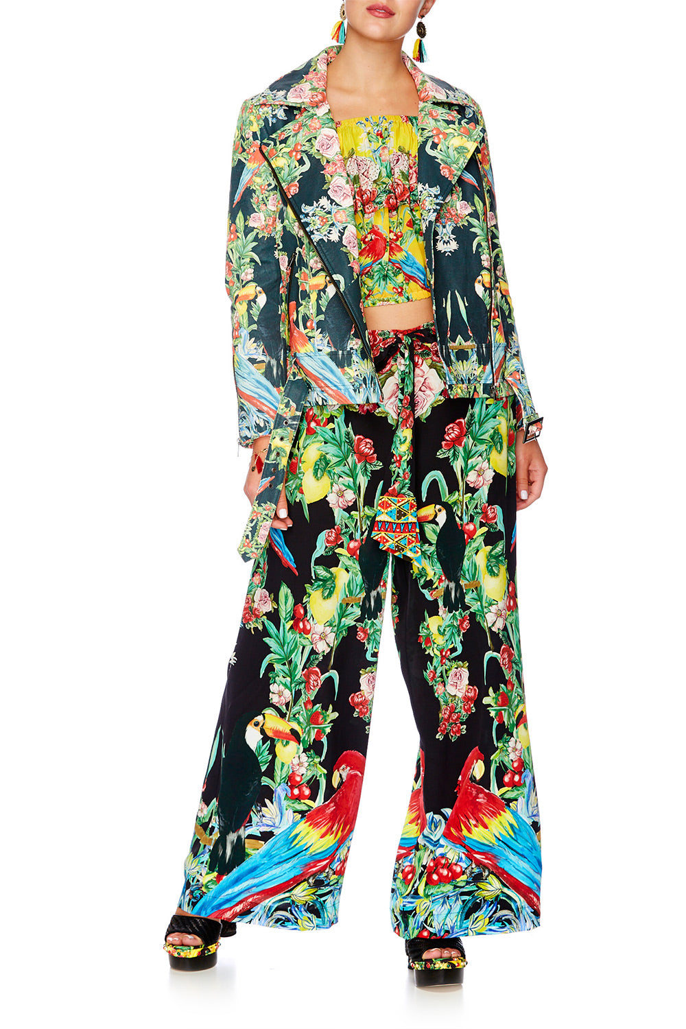 TOUCAN PLAY LEATHER JACKET WITH BELT