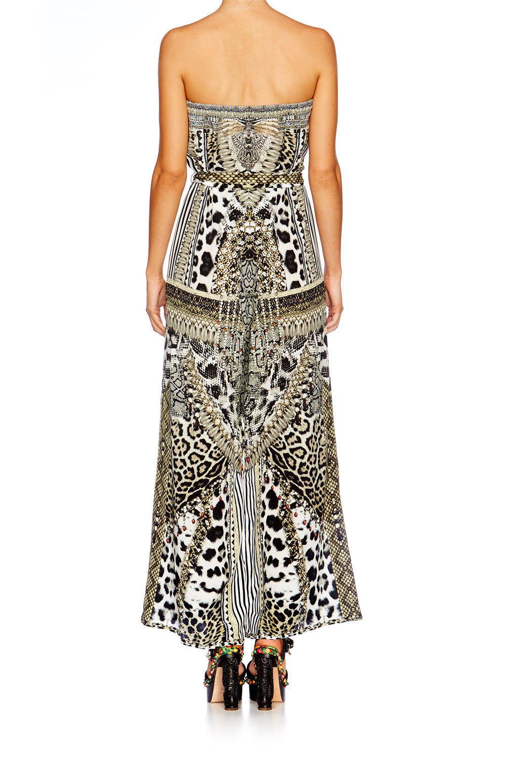 ANIMAL INSTINCT TIE WAIST STRAPLESS JUMPSUIT