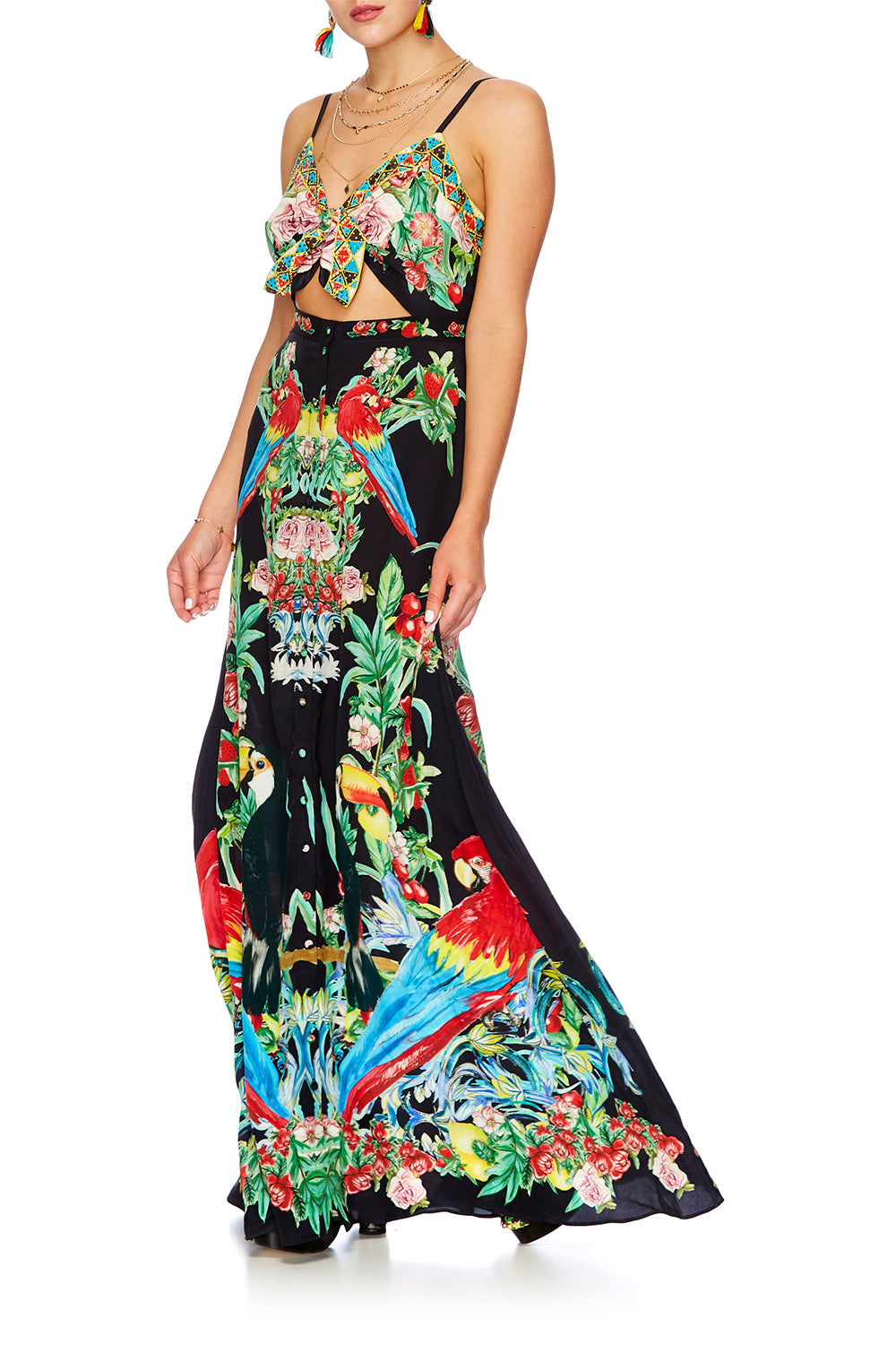 TOUCAN PLAY TIE FRONT CUT OUT MAXI DRESS