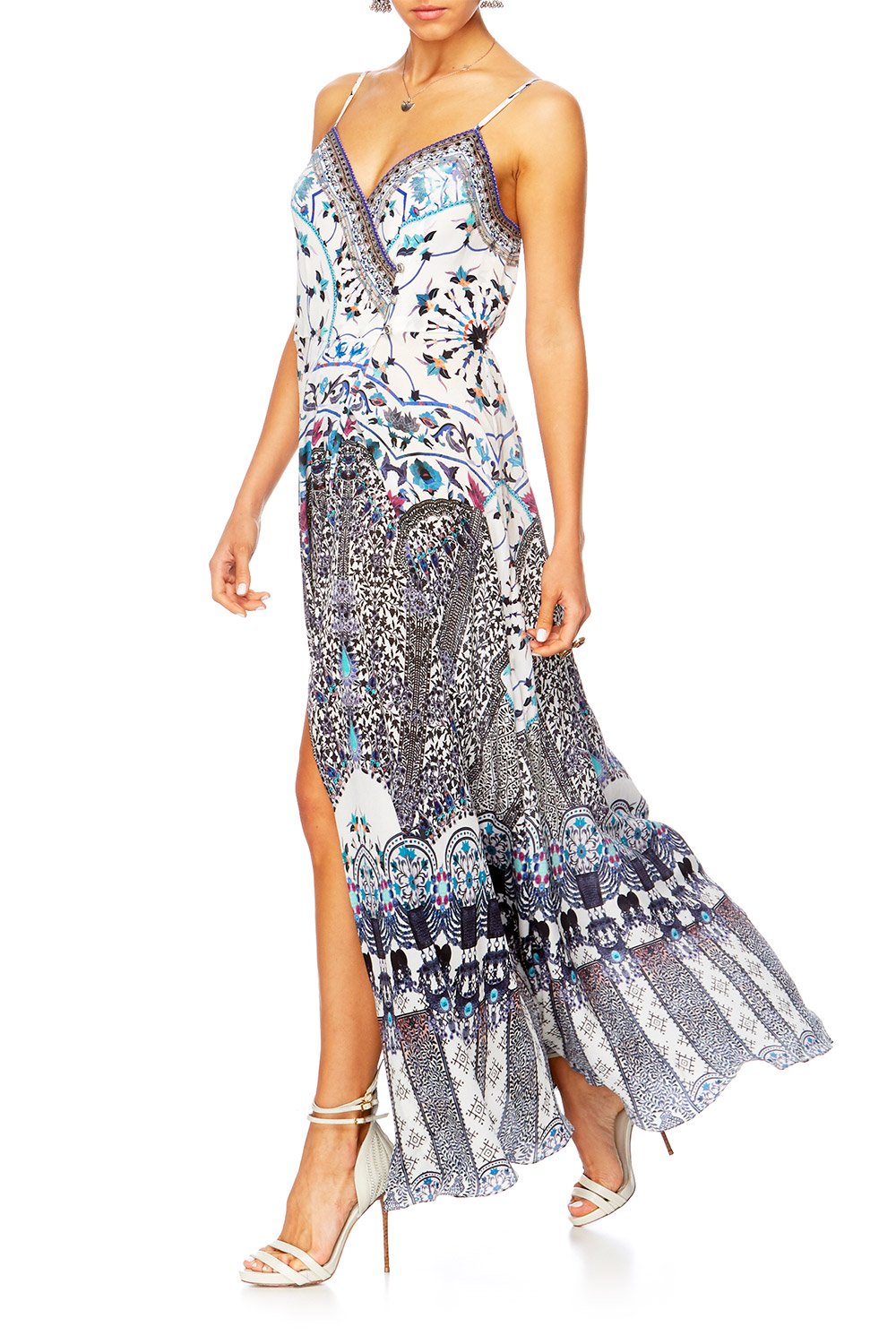 IN THE CONSTELLATIONS CROSS OVERLAY HALTER DRESS