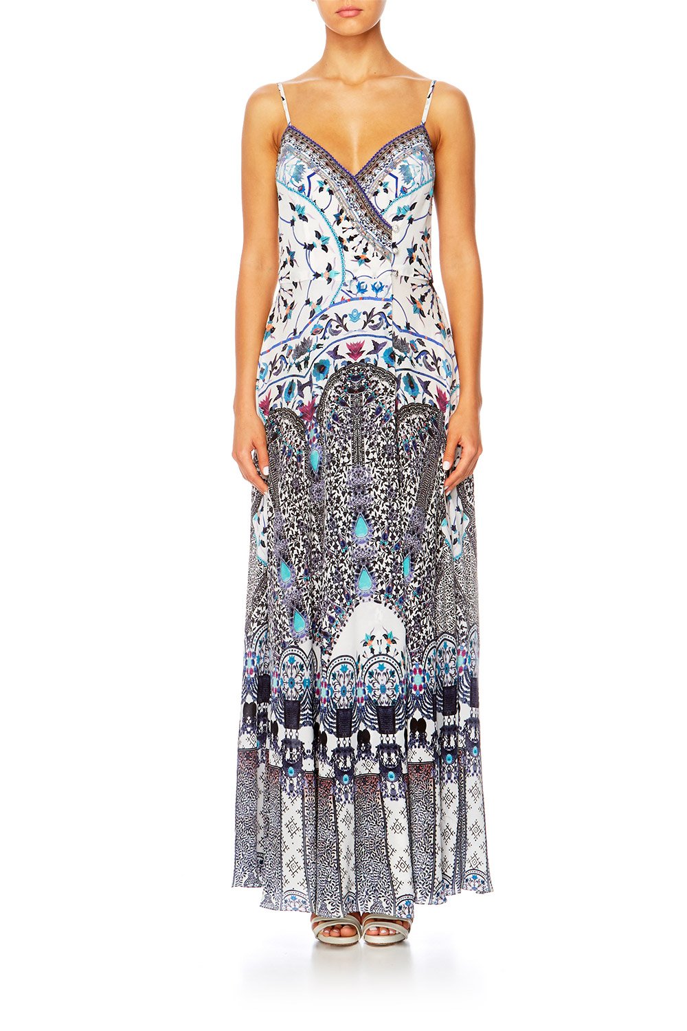 IN THE CONSTELLATIONS CROSS OVERLAY HALTER DRESS