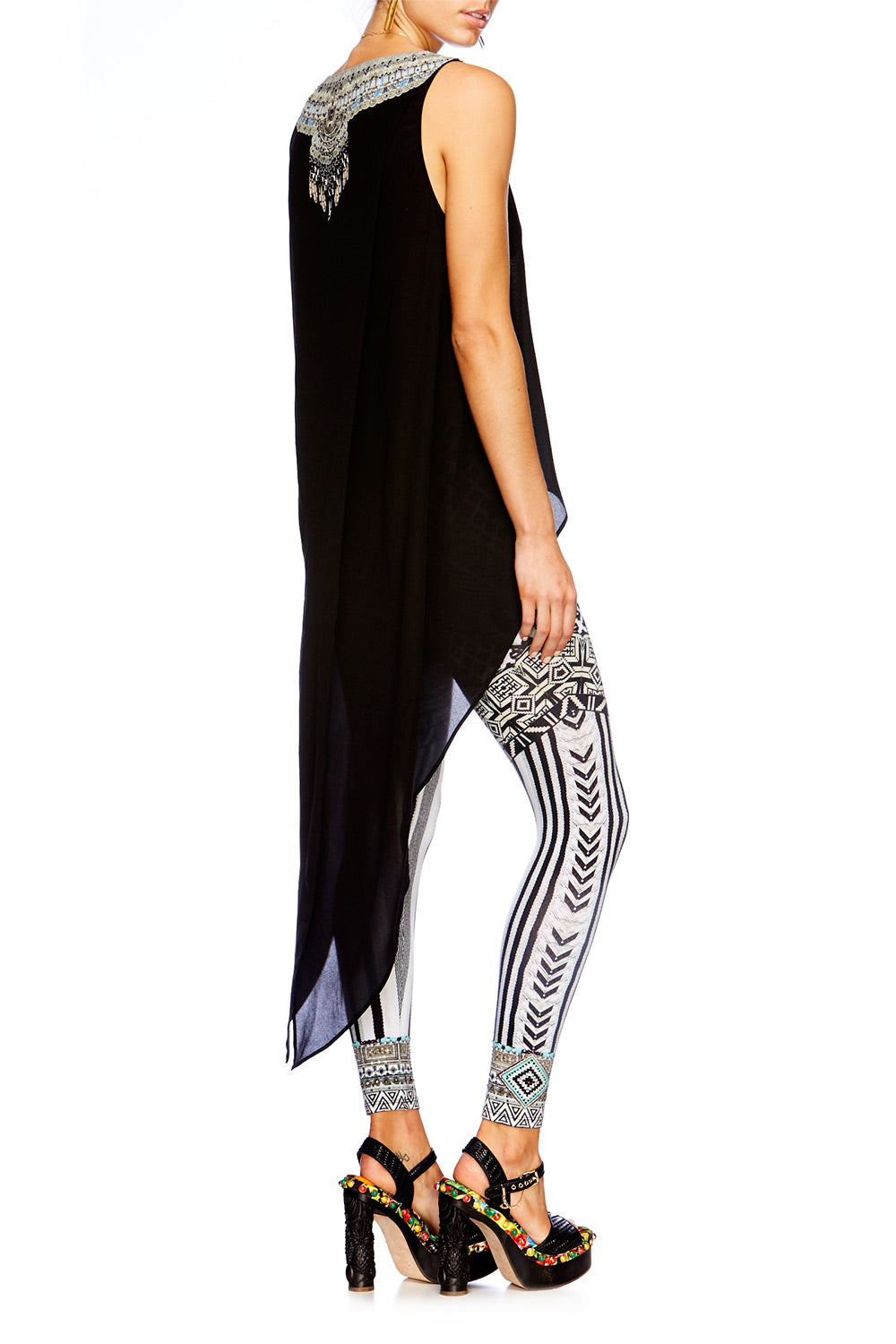 BLACK HIGH LOW CROSS BACK TOP