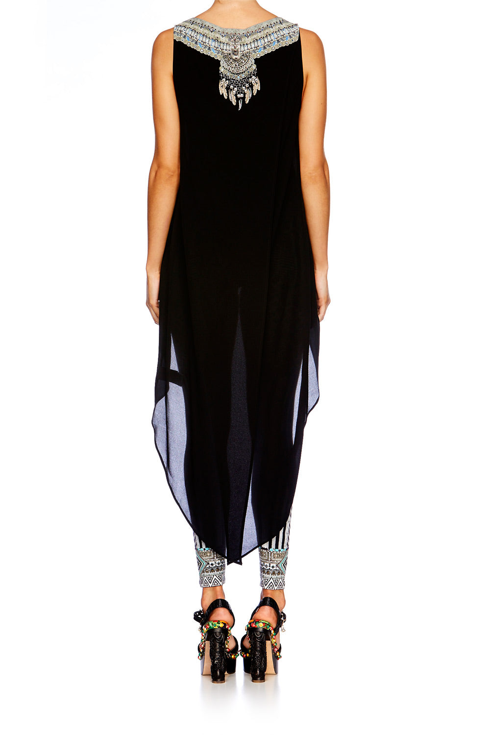 BLACK HIGH LOW CROSS BACK TOP