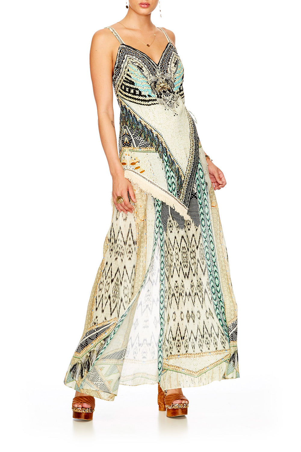 WEAVE ON ASYMMETRICAL HALTER DRESS