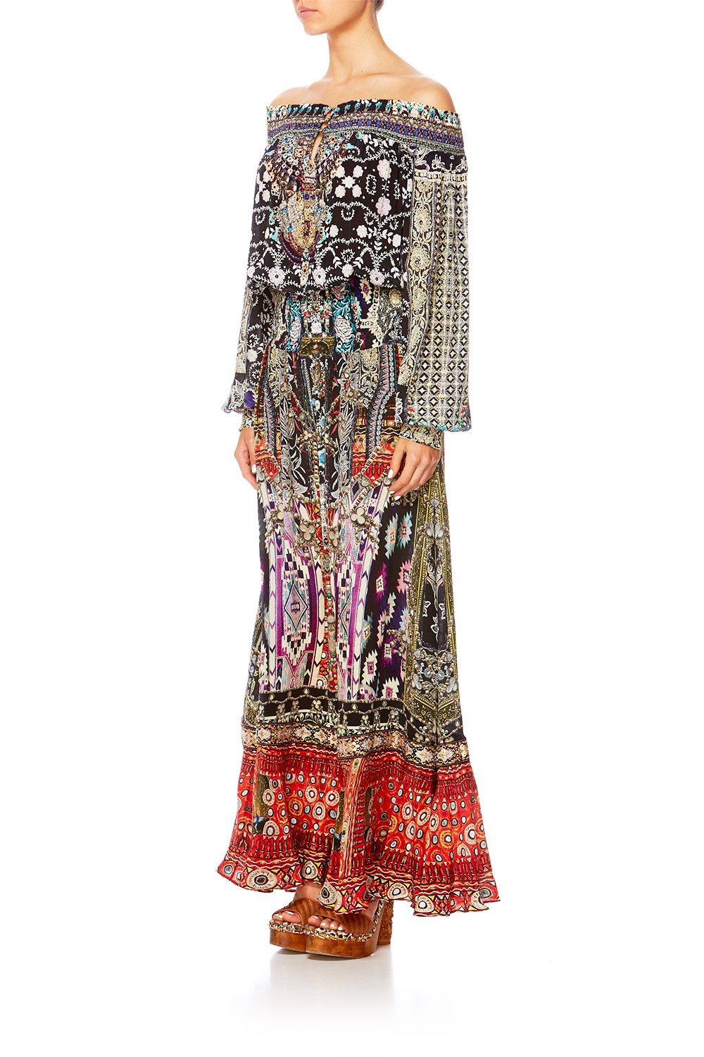 CAMILLA JAGGIS KINGDOM OFF SHOULDER SHIRRED DRESS