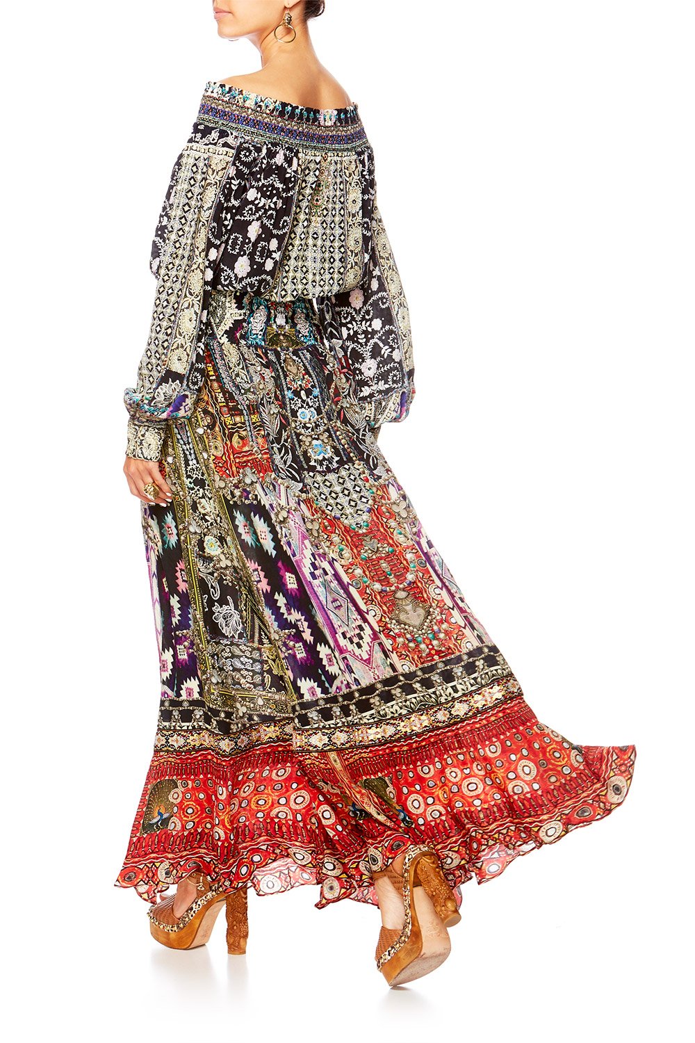 CAMILLA JAGGIS KINGDOM OFF SHOULDER SHIRRED DRESS