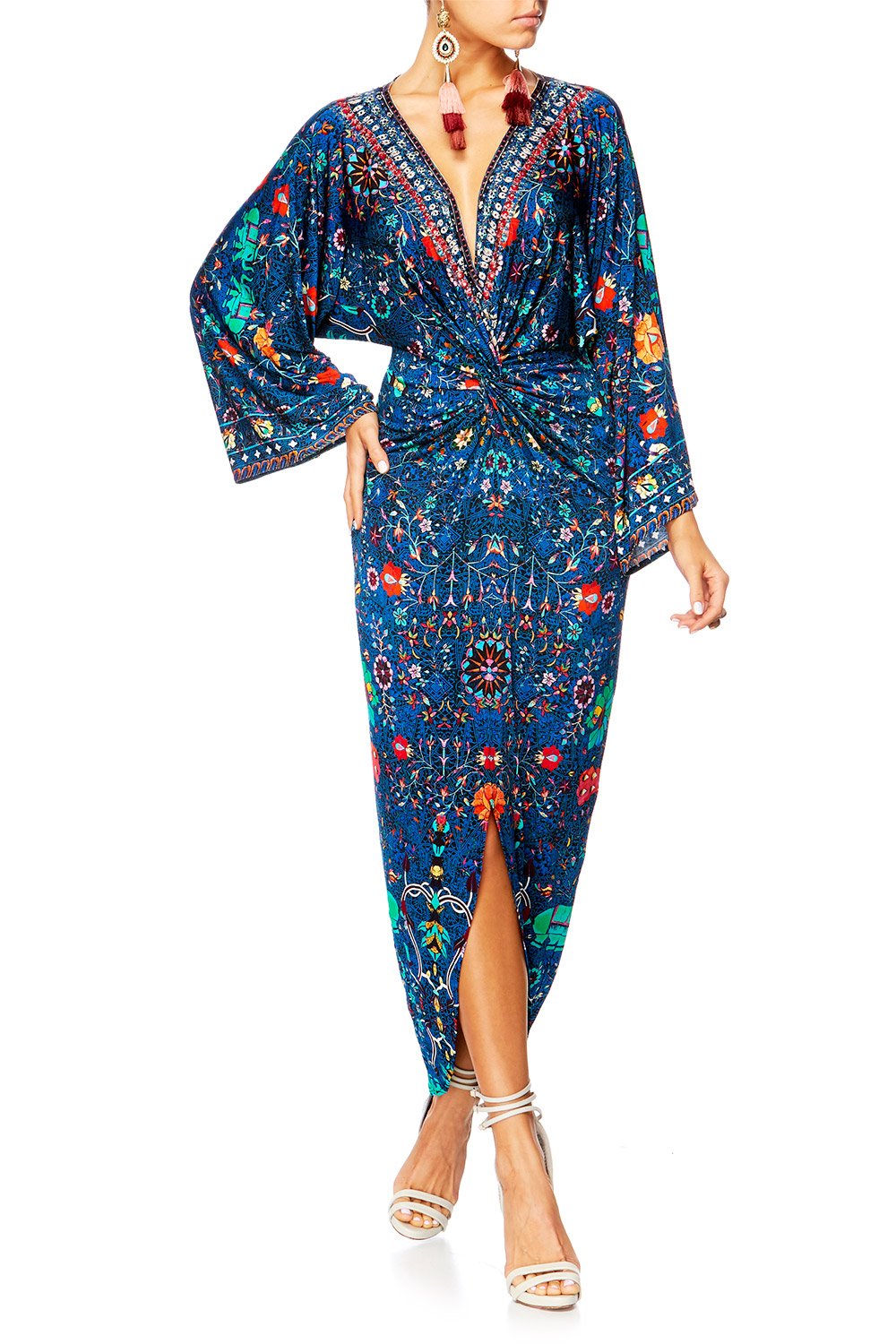 KINDNESS KALEIDOSCOPE LONG SPLIT FRONT SLIP DRESS