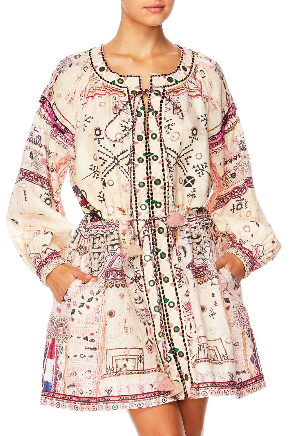 ON THE ROAD BISHOP SLEEVE SHORT DRESS