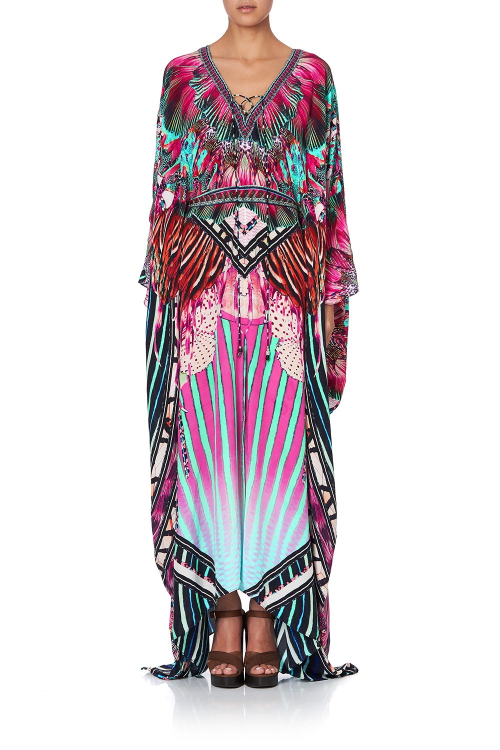 SPLIT HEM LACE UP KAFTAN RAINBOW EYES