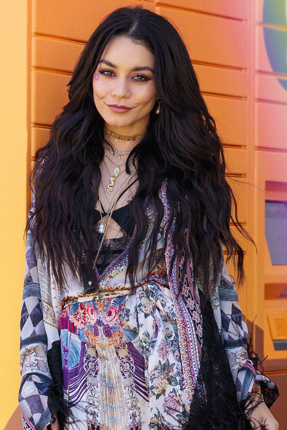 LACE TRIM JUMPSUIT WITH GODET VIOLET CITY