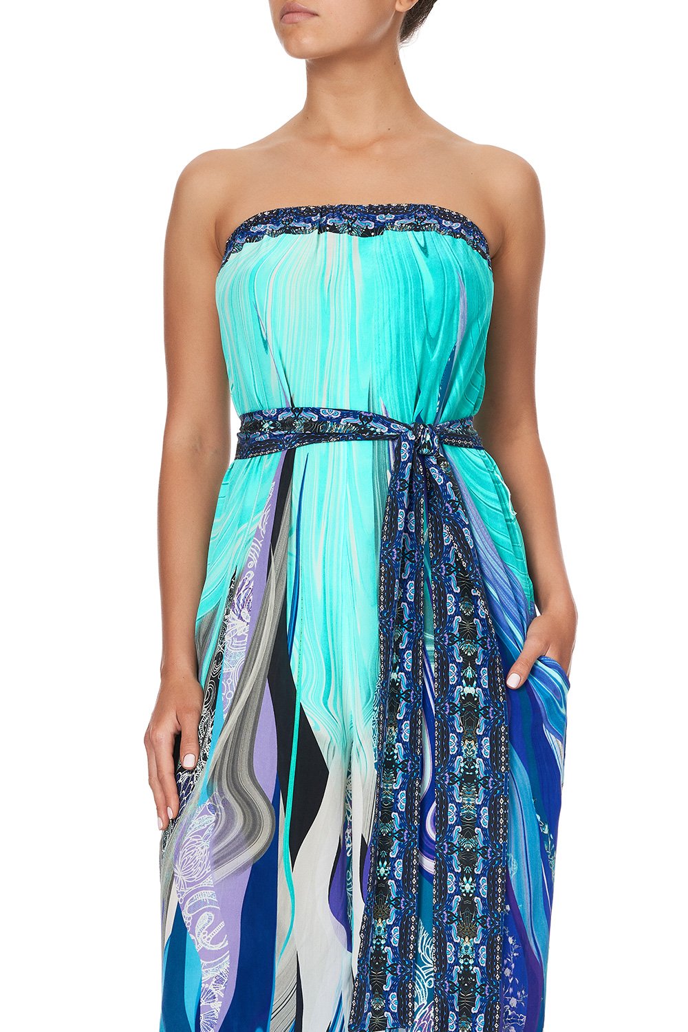 TIE WAIST STRAPLESS JUMPSUIT WATEGOS WANDERLUST