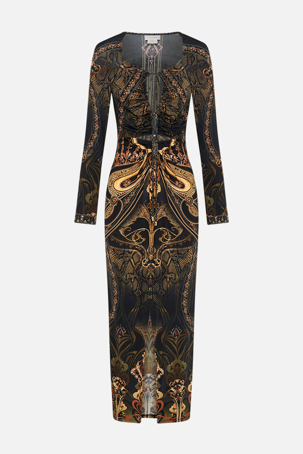 CAMILLA cut out jersey dress in Nouveau Noir print