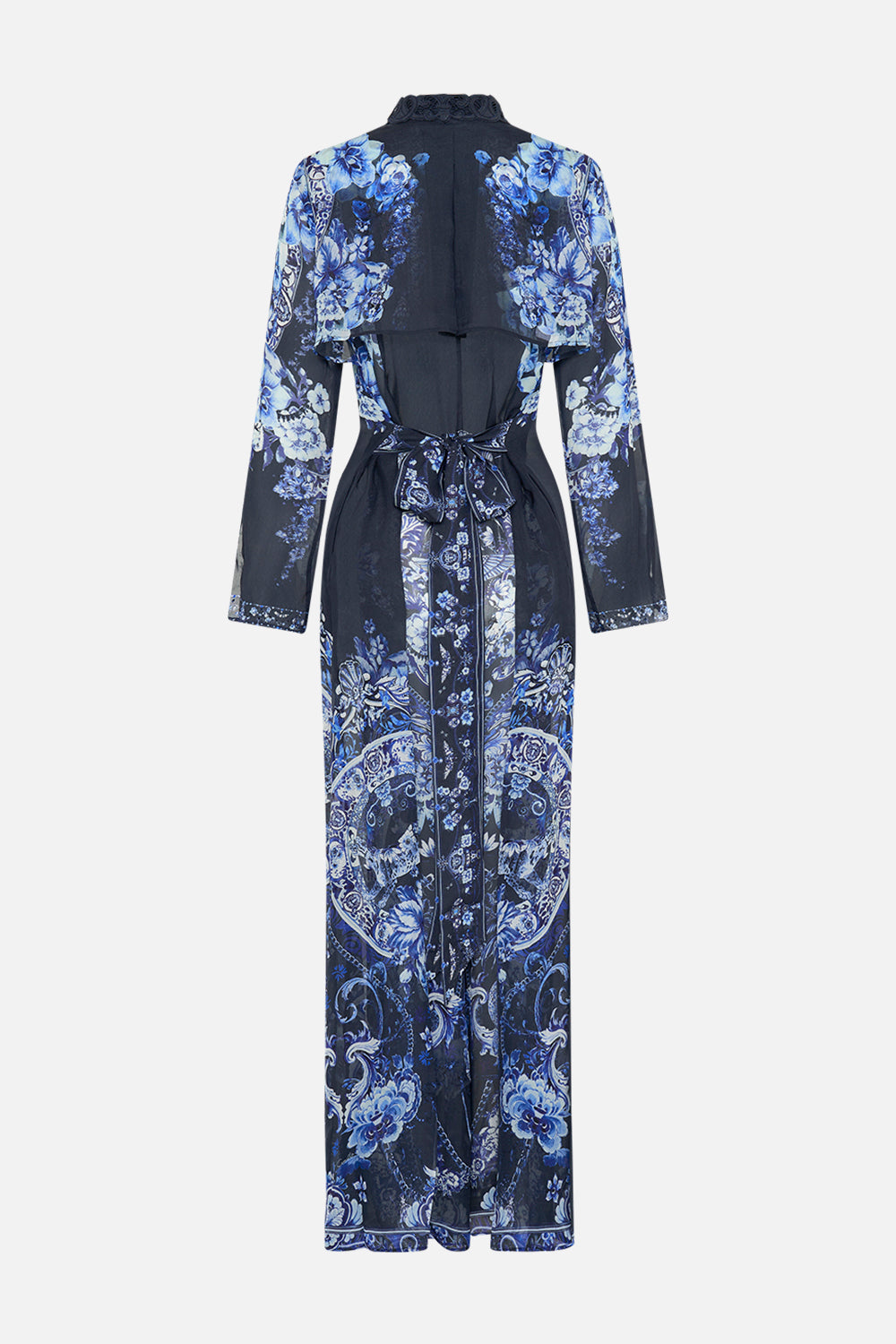 TIERED DRESS WITH CUTWORK LACE COLLAR DELFT DYNASTY