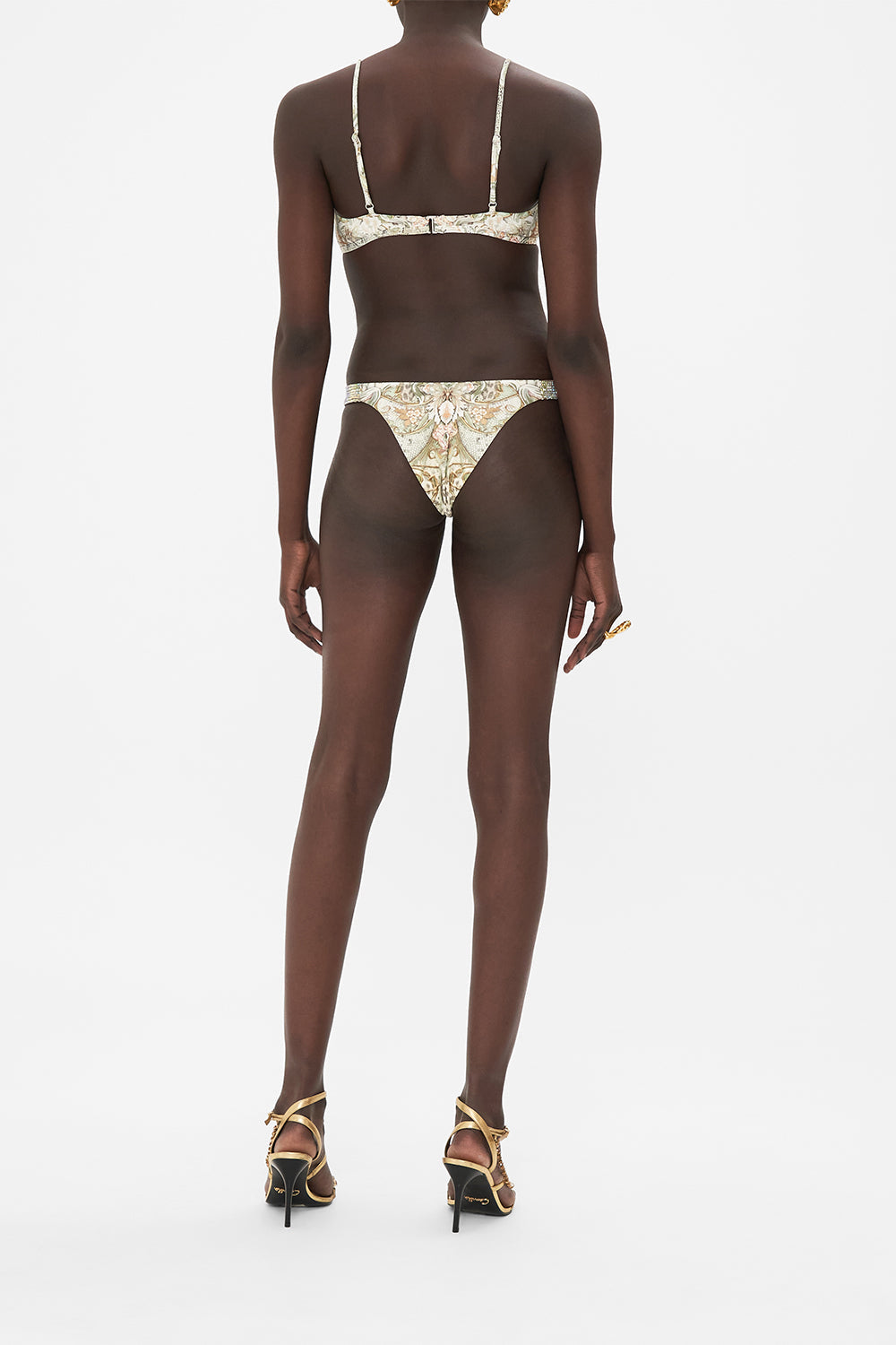 The CAMILLA PANT WITH SIDE BANDS IVORY TOWER TALES in our  print.
