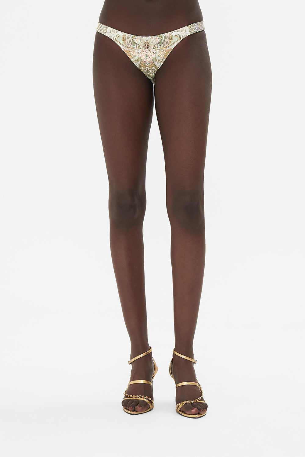The CAMILLA PANT WITH SIDE BANDS IVORY TOWER TALES in our  print.