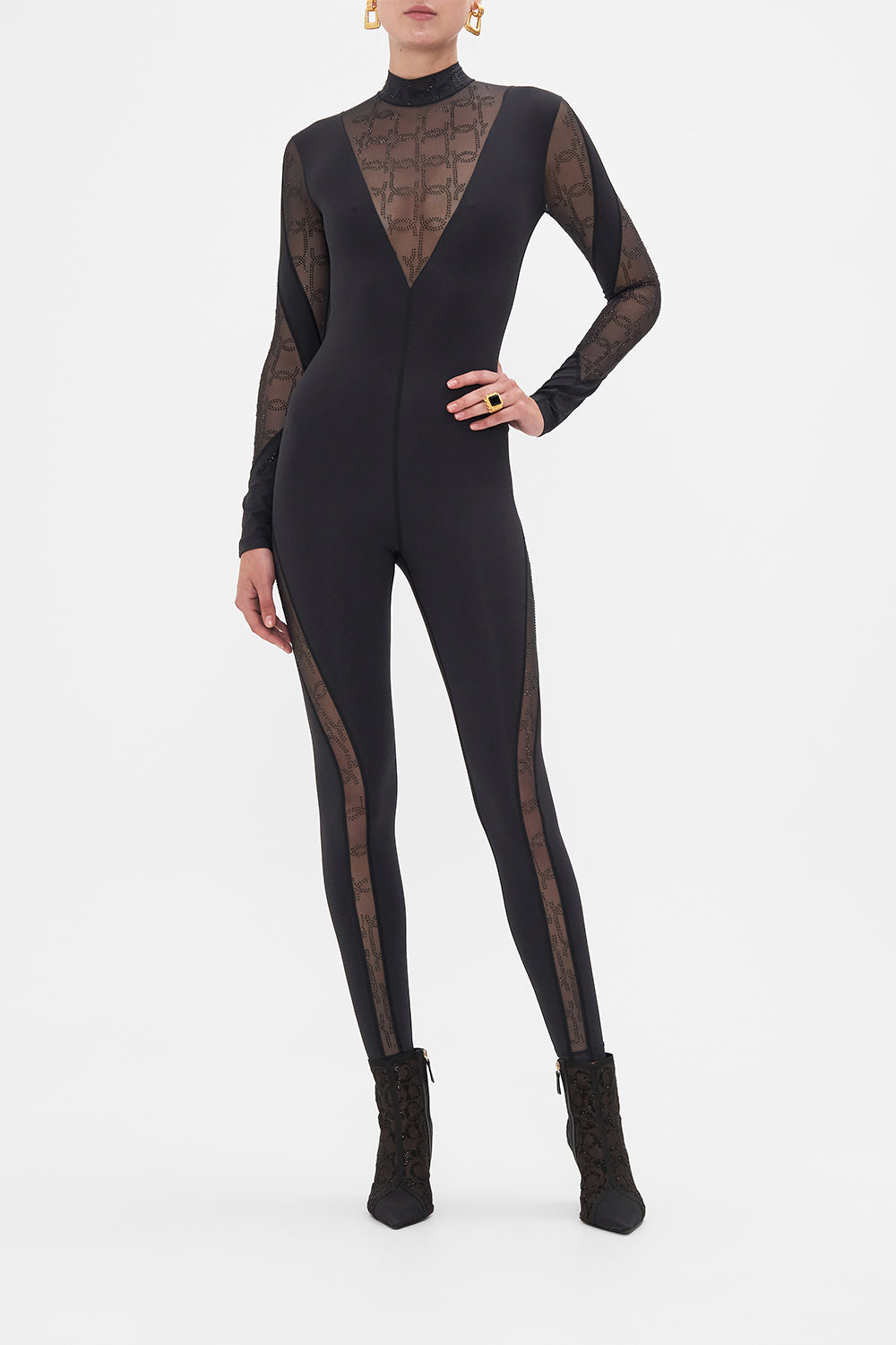 CAMILLA black mesh catsuit 