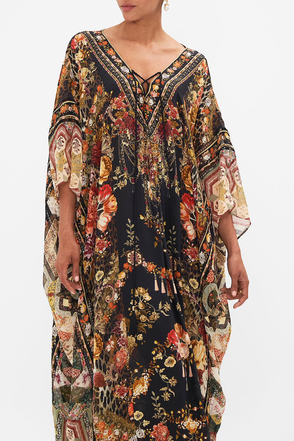 CAMILLA floral Spliced Kaftan in Stitched in Time