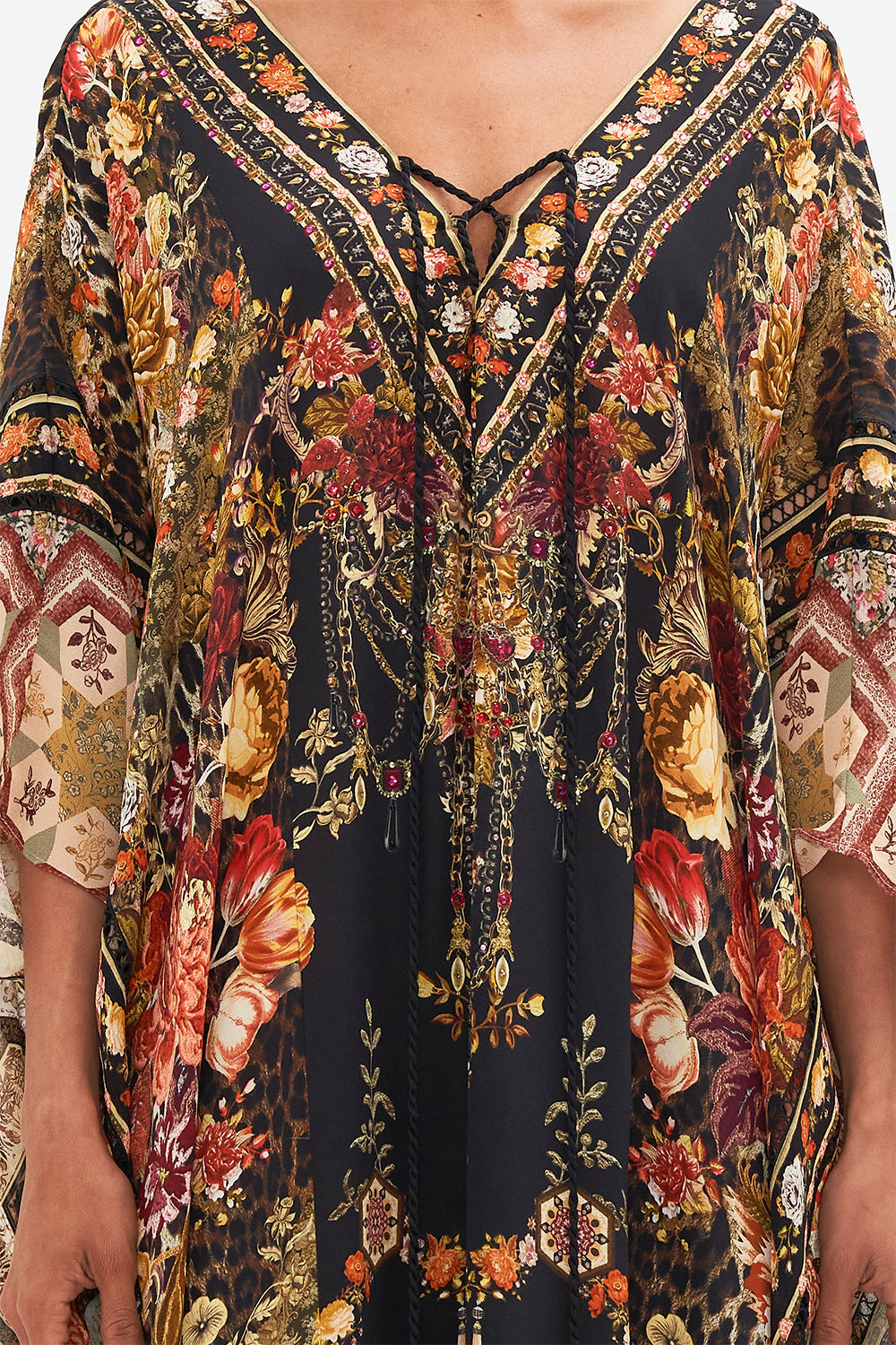 CAMILLA floral Spliced Kaftan in Stitched in Time