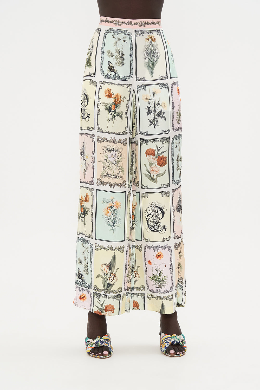 CAMILLA multi Minimal Wide Leg Pant in Long Live Letterpress