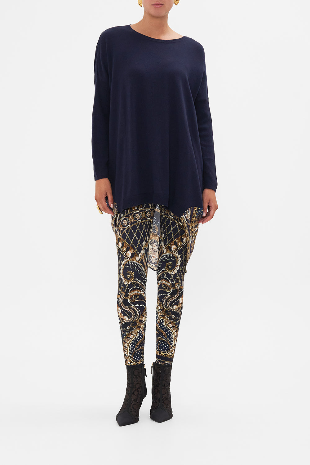 CAMILLA black/gold long sleeve jumper with print back in Dance With The Duke print.