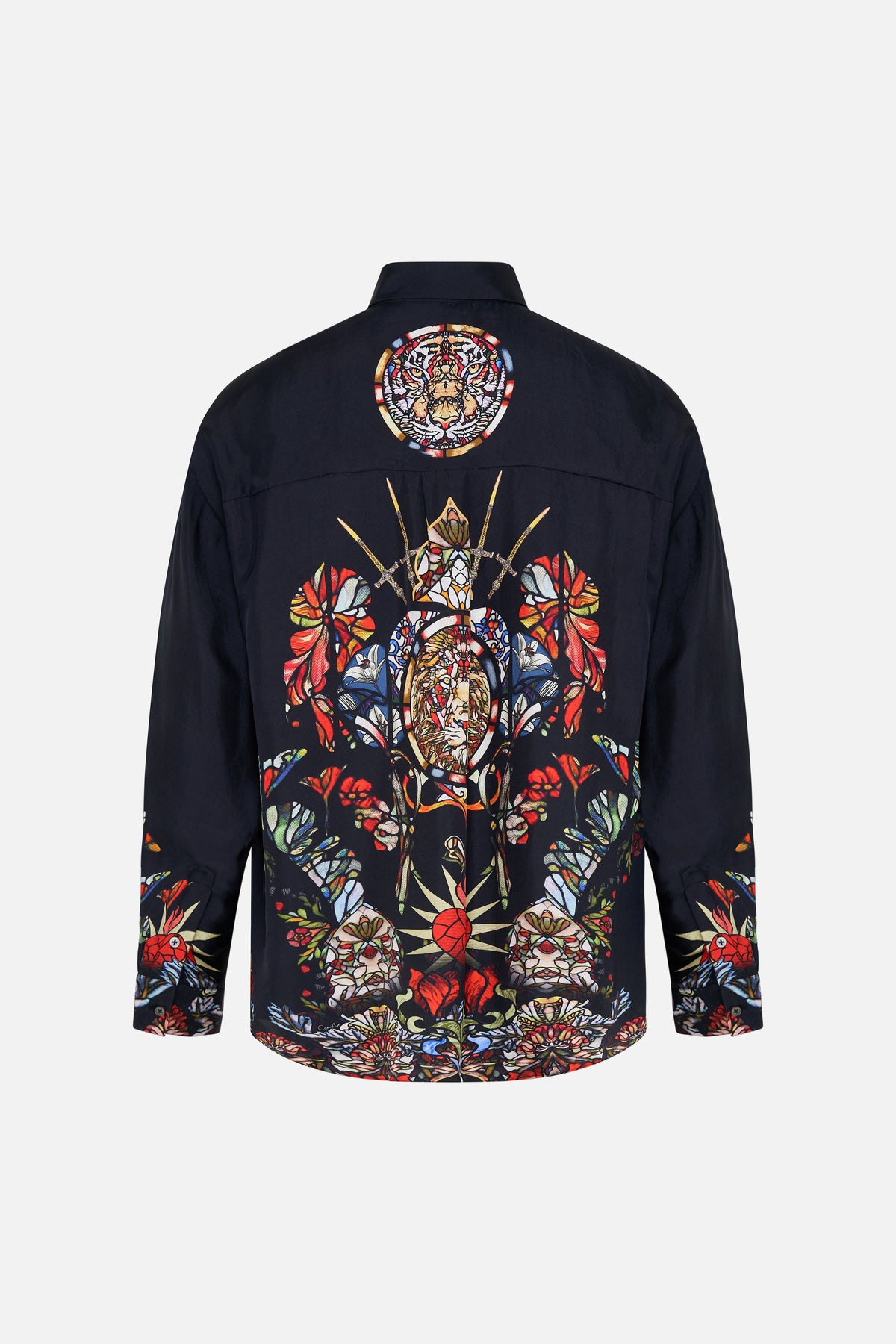 Hotel Franks by CAMILLA black mens oversized shirt in Leadlight Legends