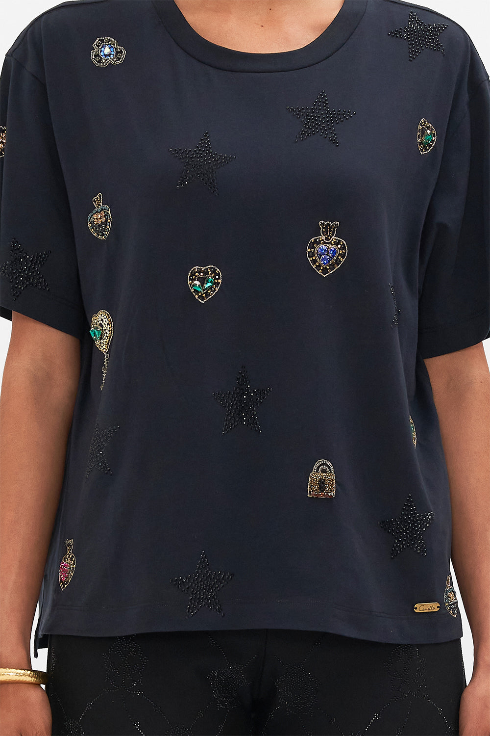 CAMILLA leopard embellished classic tee in Amsterglam prin