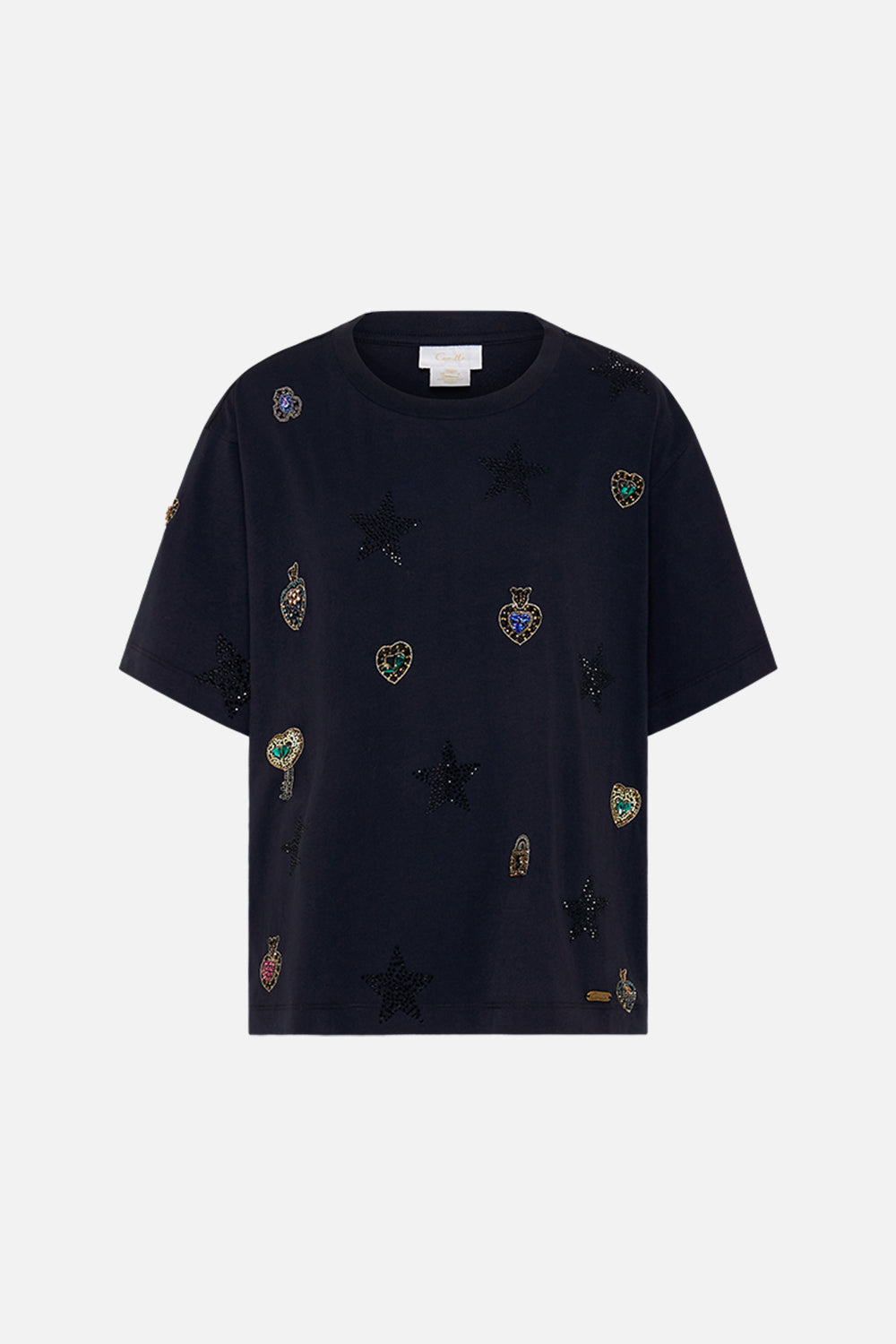 CAMILLA leopard embellished classic tee in Amsterglam prin